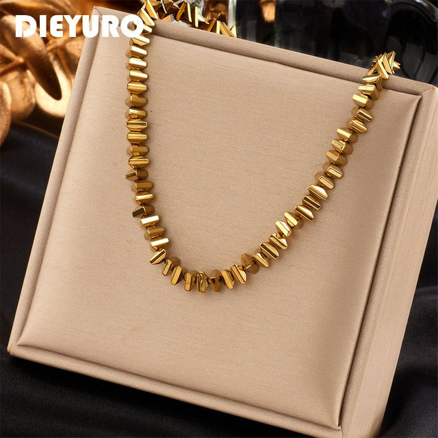 DIEYURO Halskette, Edelstahl, Gold, Dreieck, Damen - Bild 1