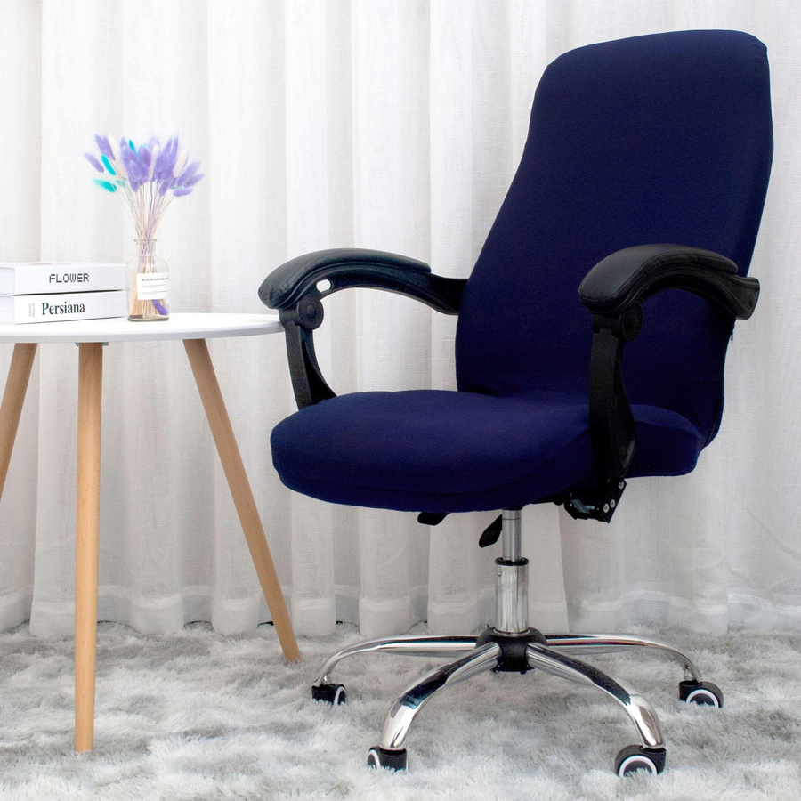 Waschbarer Stretch-Bürostuhlbezug in Weiß mit elastischem Design für drehbare Armlehnen und Computerstühle - Bild 2