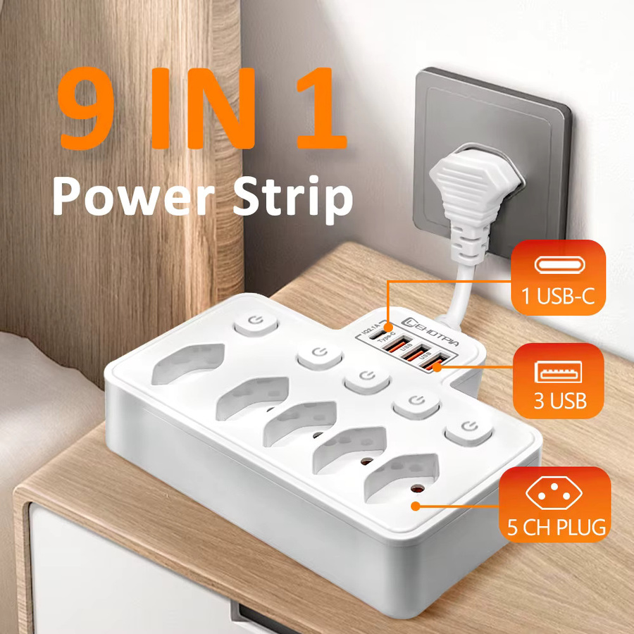 Lehotpia Steckdosenleiste mit USB Typ C Ports und Netzwerkfilter, Wandmontage, Farbe: Weiß - Bild 2