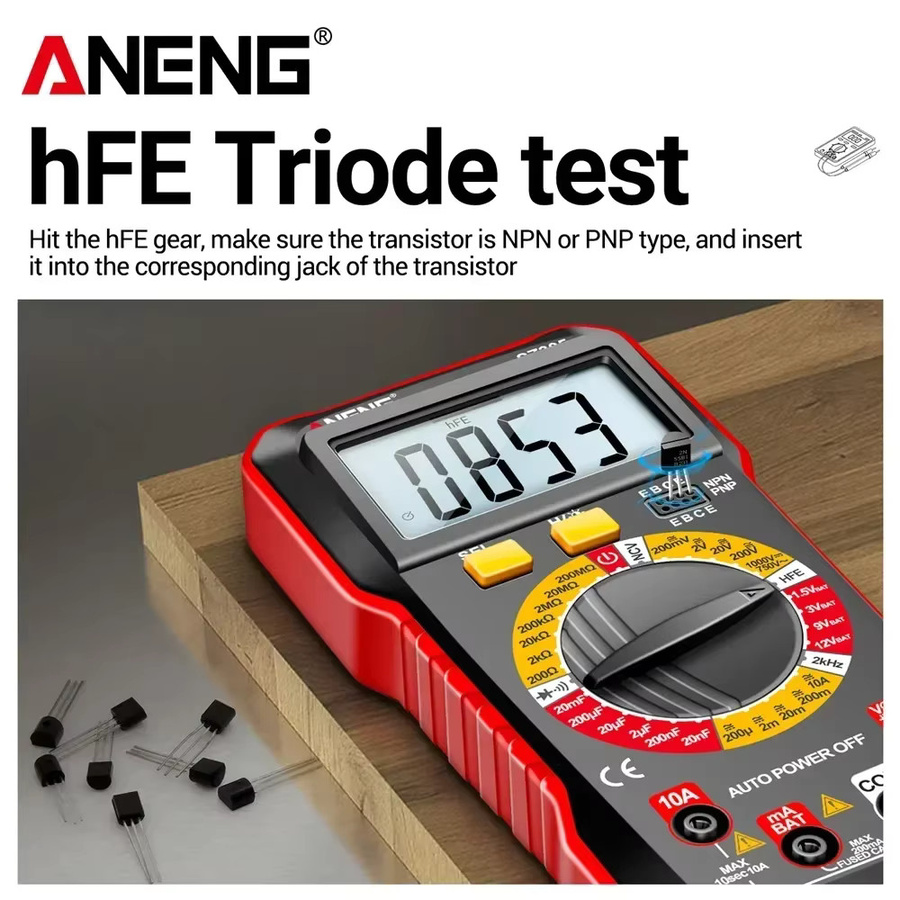 ANENG SZ305 Professionelles Multimeter als AC/DC Spannungsprüfer, Amperemeter, Kapazitätsmesser und HFE-Triodentester mit Hz-Detektor - Bild 3
