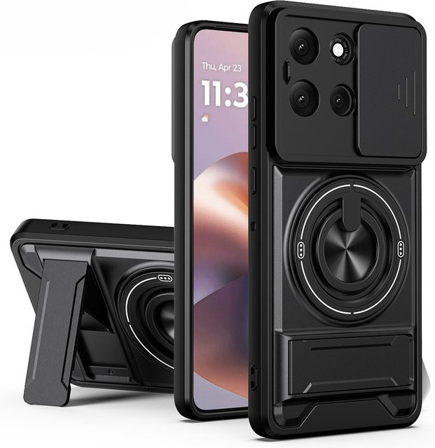 Magnetische Handyhülle für Motorola Moto G-Serie mit Slide-Kamera-Schutz und Standfunktion in Schwarz oder Rot - Bild 1