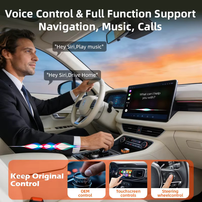 VYVYLABS 2-in-1 Kabelloser CarPlay und Android Auto Adapter Dongle in Schwarz für iPhone und Android - Bild 3