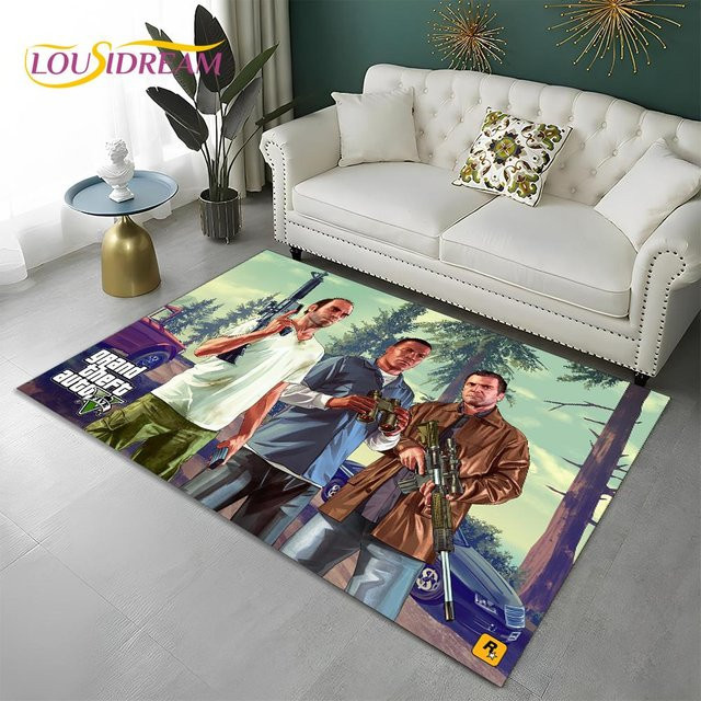 Karpetti GTA 3D Gamer Teppich für Wohnzimmer und Kinderzimmer, rutschfest und waschbar, B/B: 100 x 150 cm, Multicolour - Bild 1
