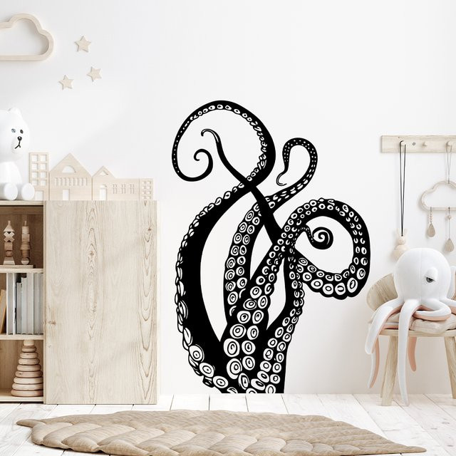 BRUP Wandtattoo Oktopus Tentakel Silhouetten in Schwarz zur Wanddekoration für Wohnzimmer und Schlafzimmer - Bild 1