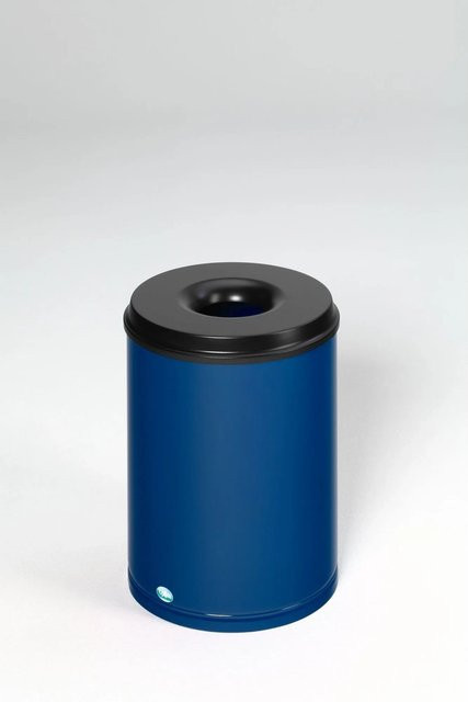 PROREGAL Selbstlöschender Papierkorb aus verzinktem Stahl in Blau, H x B x T: 53 x 37 x 37 cm - Bild 1