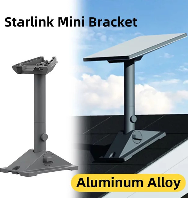 Starlink Mini Wandhalterungsset mit Rohradapter und Installationshalterung für die Außenwand in Grau - Bild 1