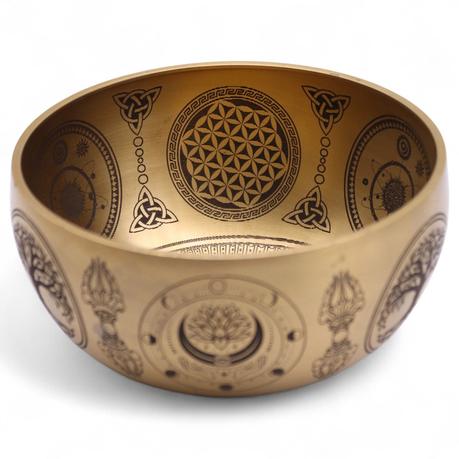 SHAMTAM Buddha Klangschalen Set aus handgeätztem Messing mit 4 Stück - Bild 4
