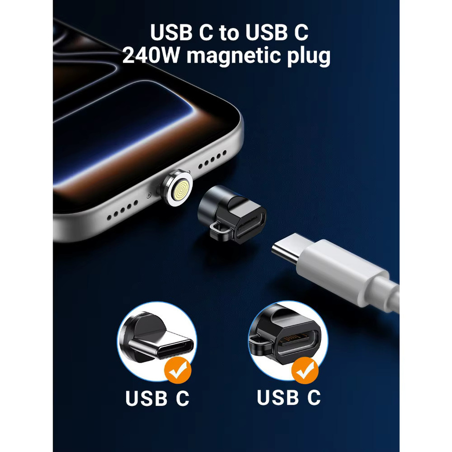 AUFU Mini Magnetischer OTG-Adapter 240W Typ-C zu Typ-C Schnellladekonverter USB-C Adapter für Xiaomi Huawei und Laptop - Bild 3