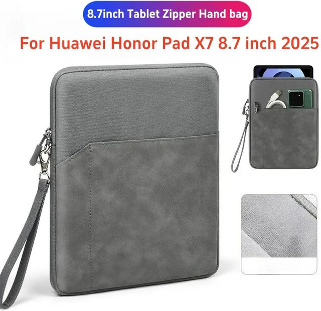 ZNOVAY Stoßfeste Tablet-Handtasche für Huawei Honor Pad X7 8,7 Zoll in Grau mit Reißverschluss und Fächern, kompatibel mit JMS-W09/JMS-L09 - Bild 1
