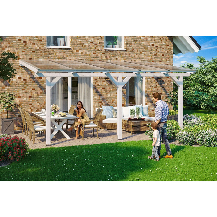 Skan Holz Terrassenüberdachung Andria aus Leimholz mit Polycarbonat-Dach in Weiß, B: 541 cm, T: 300 cm, H: 264 cm - Bild 2