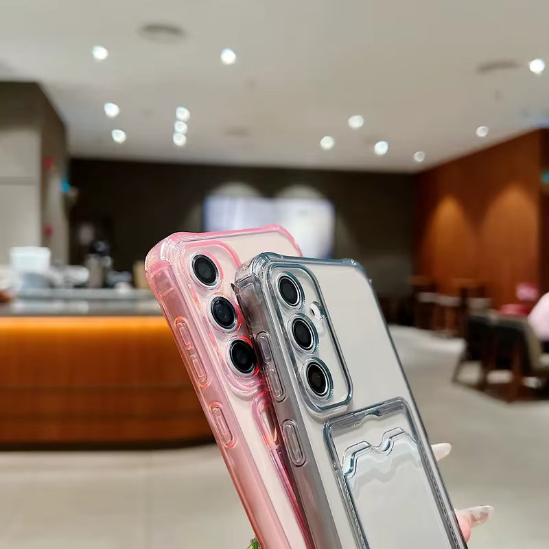 Transparente Schutzhülle mit Kartenfach für Samsung Galaxy A56 5G, A36, A26, A16 und A06 4G in Pink - Bild 2
