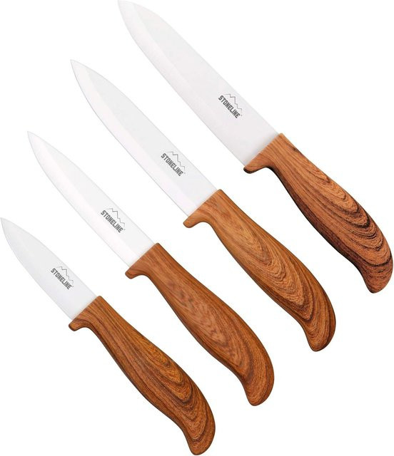 STONELINE Keramik Messer-Set 4-teilig in Holzoptik, Braun - Bild 1