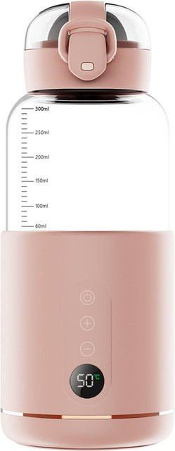 TOMTOP JMS Tragbarer Wasserwärmer für Babynahrung mit 300 ml Fassungsvermögen aus Borosilikatglas und Edelstahl, kabellos und wiederaufladbar - Bild 1