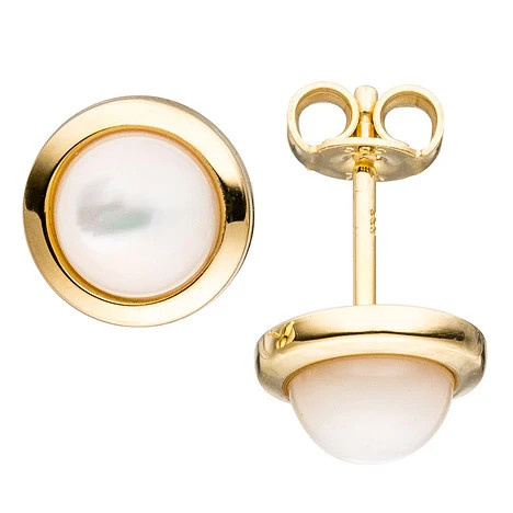 Colfem Ohrstecker 333 Gelbgold, Perlmutt, Unisex - Bild 1