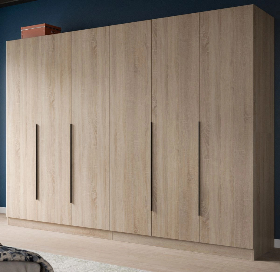 6-türiger Kleiderschrank Swan in Sonoma Eiche, modern, B/H: 181 x 240 cm - Bild 1