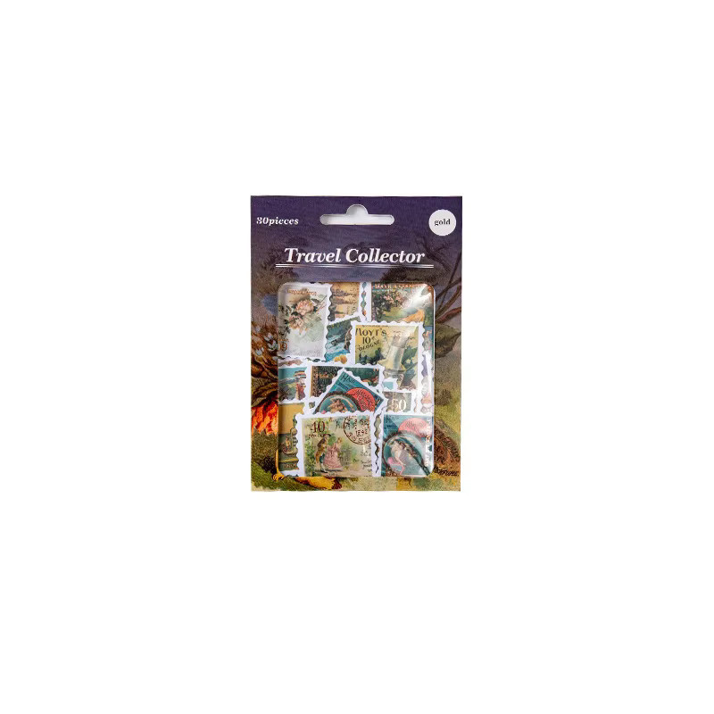 6style Reise-Philatelisten-Stempel Set, 30 Stück dekorative Goldaufkleber für Scrapbook, Tagebuch und Schreibwaren-Alben - Bild 3