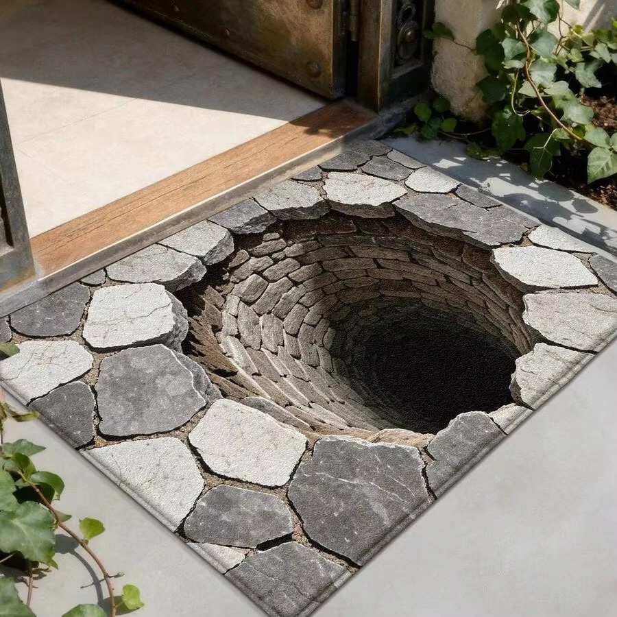 VIKAMA Fußmatte mit 3D-Höhlenfallen-Design, rutschfeste und waschbare Bodenmatte mit optischer Täuschung - Bild 2