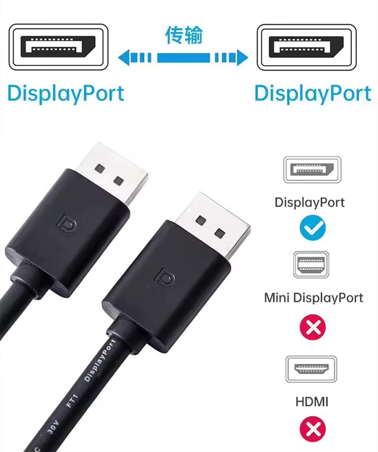 OUIO DisplayPort zu DisplayPort Kabel Schwarz 1,8 m für PC Laptop TV und Monitor - Bild 2