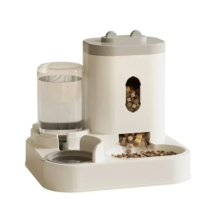 XMSJ 2-in-1 Automatischer Futter- und Wasserspender für Haustiere in Grau mit großer Kapazität als Schwerkraft-Station für Hunde und Katzen - Bild 2