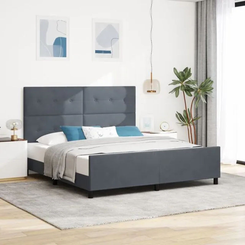 vidaXL Polsterbett Modern in Anthrazit und Grau aus Samt und Holzwerkstoff B/T/H: 180 x 200 cm - Bild 1