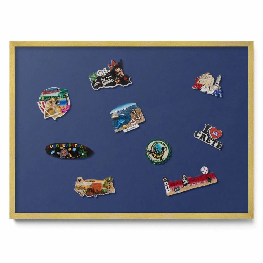 Tulup Magnettafel aus Metall in Marineblau mit Goldrahmen, B: 70 cm, H: 50 cm - Bild 2