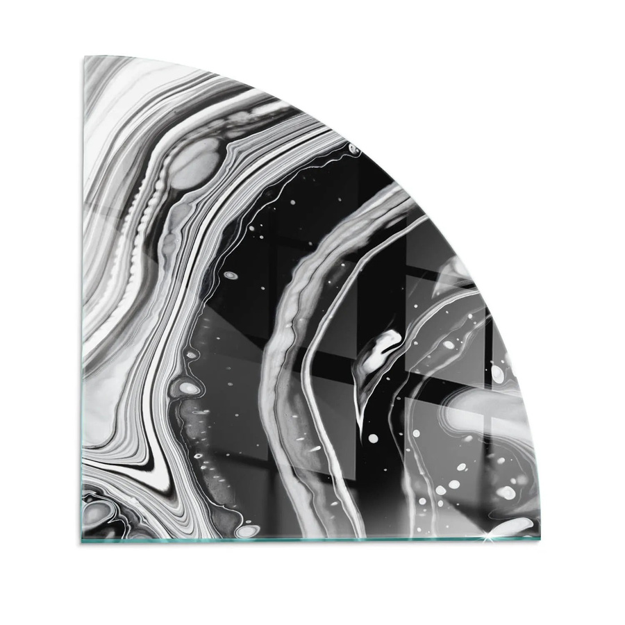 Tulup Kamin Glasplatte mit abstraktem Wellen- und Linienmuster in Schwarz und Weiß, B/T/H: 100 x 100 x 0 cm - Bild 2