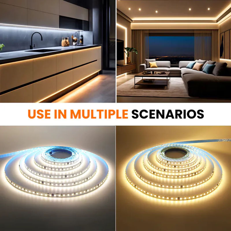 HEGEHE LED-Streifen SMD 2835 mit 120 LEDs/m, IP44, AC 220V, CCT flexibel, Weiß, für Heimdekoration - Bild 4