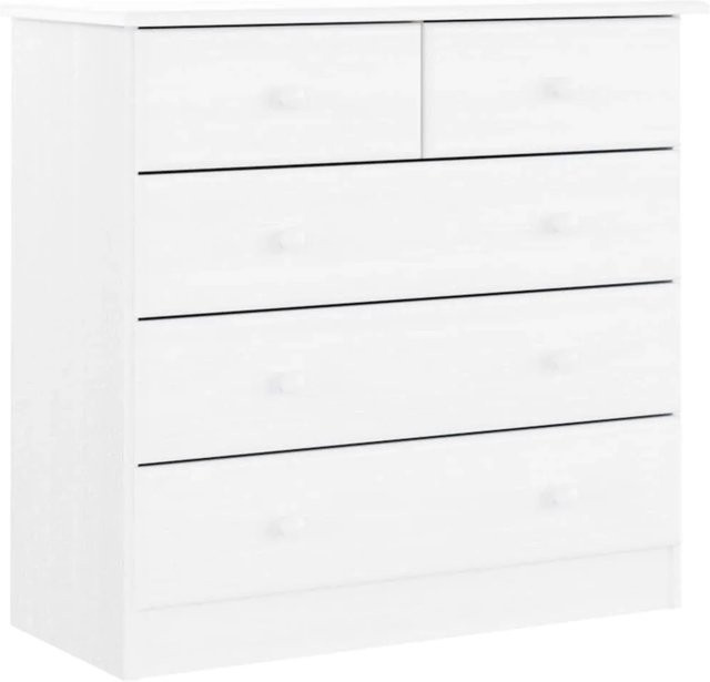 vidaXL Kommode ALTA aus massivem Kiefernholz in Weiß, B/T/H: 77 x 35 x 73 cm - Bild 1