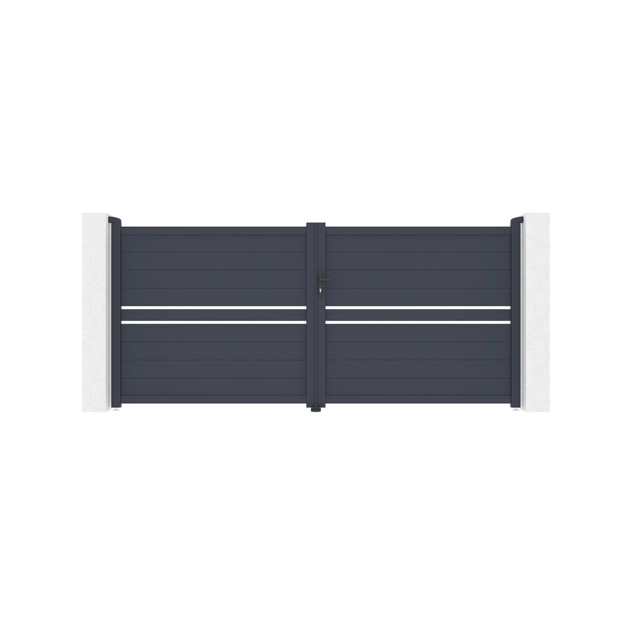 Casanoov Flügeltor Cimone Doppel-Schwingtor aus Aluminium in Anthrazit und Grau mit Ranger B150 Motorisierung B/H: 355 x 160 cm - Bild 2