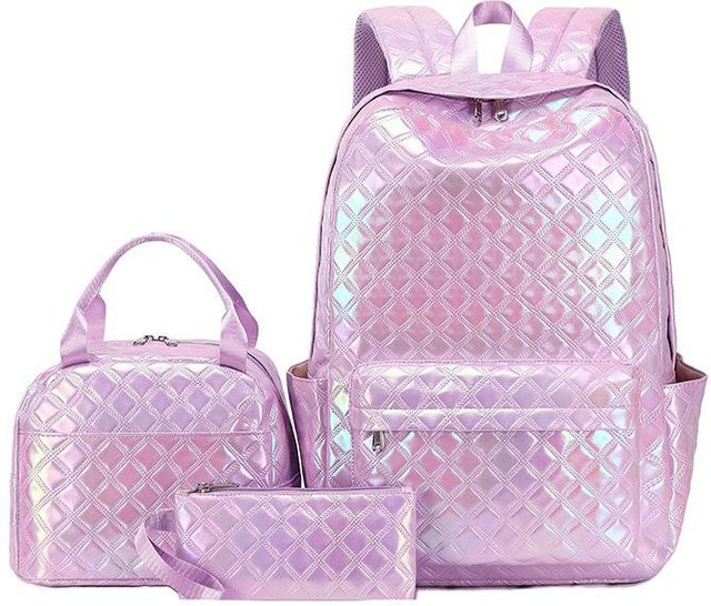 3-teiliges Set Kinder Schulrucksack von Fancy Style Studio in Pink mit Lunchtasche und Federmäppchen, wasserdicht - Bild 1