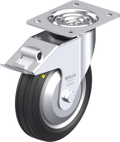 Blickle Lenkrolle LE-VE 180R-FI-EL-FA mit Feststeller in Silber und Schwarz, Rad-Durchmesser: 180 mm, Tragfähigkeit: 170 kg - Bild 1