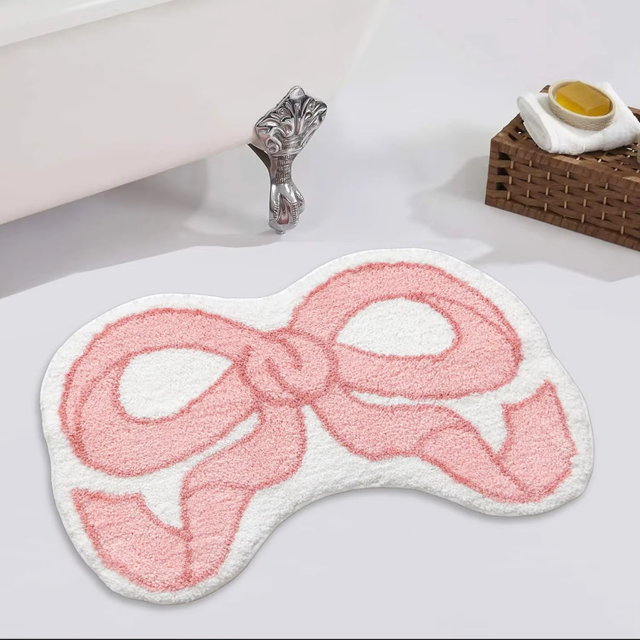 VIKAMA Kreativer Schleifenteppich in Weiß, maschinenwaschbare Microfaser-Fußmatte für Wohnzimmer, Schlafzimmer, Küche und Badezimmer, B/T: 60 x 40 cm - Bild 2