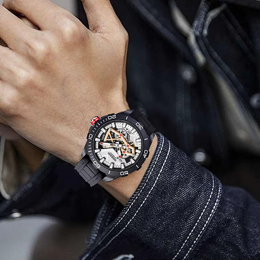Deesio Armbanduhr Automatik, Kohlefaser, Silikon, Schwarz, Herren - Bild 3