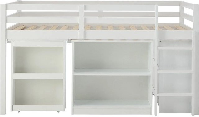 Vente-unique Bettkombination Abreno Weiß, Einzelbett aus MDF und Kiefer - Bild 1