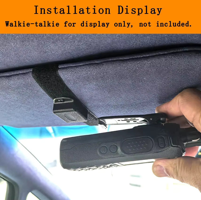 Colks Walkie-Talkie-Halterung für die Auto-Sonnenblende mit verstellbarem Klettverschluss und Mikrofonhalterung in Schwarz oder Orange - Bild 4