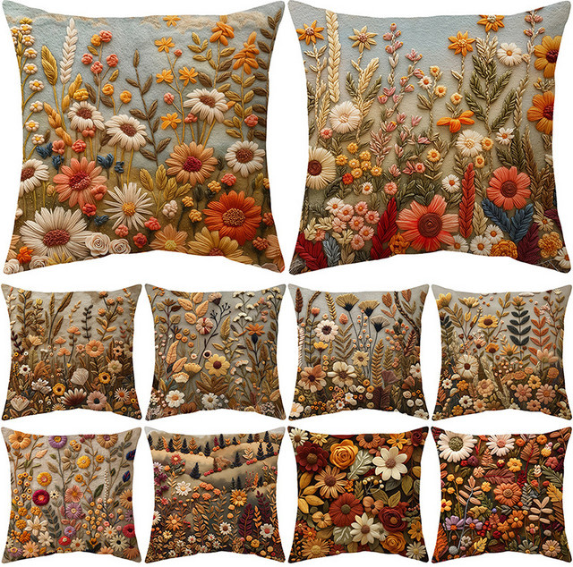 VIKAMA Kissenbezug Vintage Floral im Boho-Design, Mehrfarbig, B/B: 30 x 30 cm - Bild 1