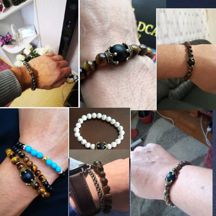 HNSP Perlenarmband Tigerauge, Naturstein, Herren - Bild 2