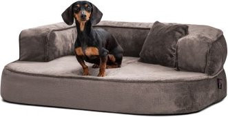 Tierlando SHARLEEN VISCO PLUS Orthopädisches Hundesofa mit Teddystoff in Graphit/Nature, B/T/H: 80 x 60 x 30 cm - Bild 1