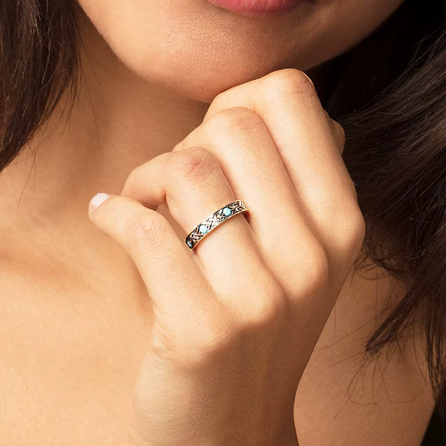 Thaddaeus Ring, 925 Silber, blaue asiatische Ornamente, Damen - Bild 3