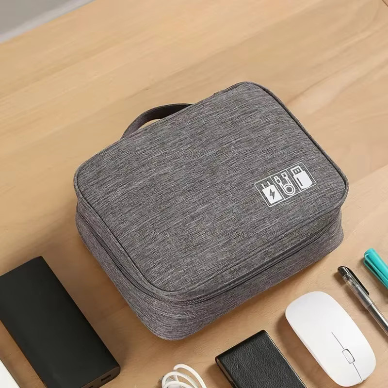 NNBILI Multifunktionale digitale Reisetasche mit großer Kapazität und separaten Fächern für USB-Zubehör in Schwarz und Grau - Bild 4