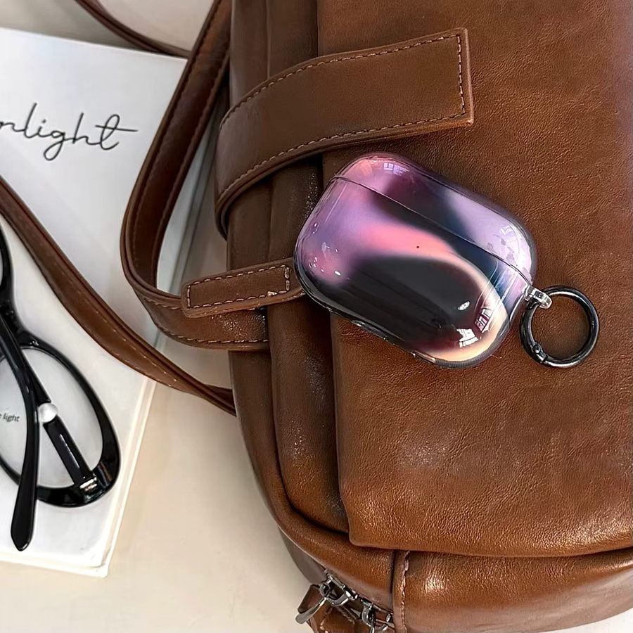 Stoßfeste AirPods Schutzhülle mit Haken in Lila-Schwarz Farbverlauf für AirPods 1, 2, 3, 4 und Pro 2 - Bild 2