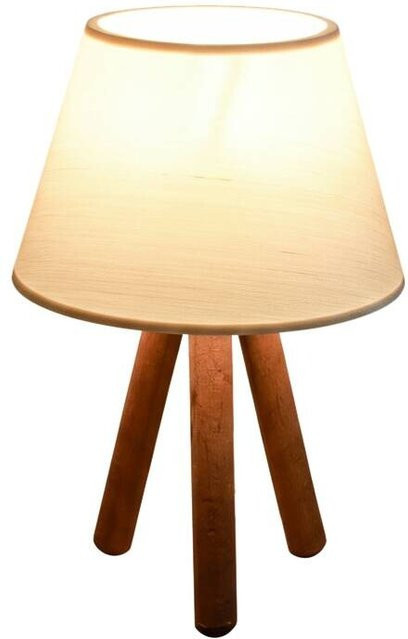 Opviq Tischleuchte in Creme und Beige aus Stoff und Holz mit E27 Fassung, B/H/T: 22 x 30 x 22 cm - Bild 1