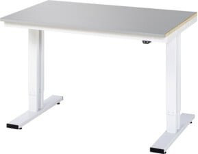 Rau Werktisch Adlatus elektrisch höhenverstellbar mit Edelstahlbelag silber/lichtgrau B/T/H: 125 x 80 x 72-112 cm - Bild 1