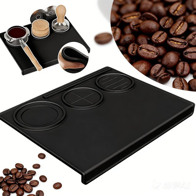 Leeseph Kaffee-Tampermatte aus Silikon in Schwarz, B/T: 20 x 25 cm - Bild 1