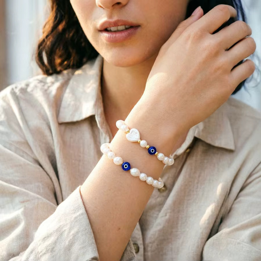 Noter Perlenarmband, Weiß, Damen, Minimalistisch - Bild 2