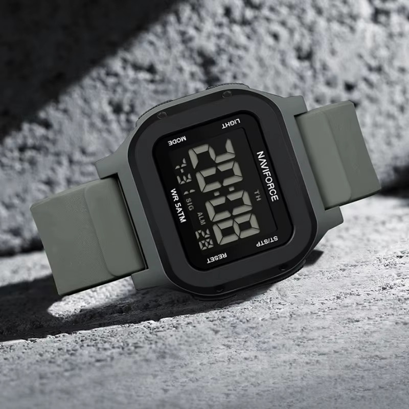 NAVIFORCE Herren-Armbanduhr, Digitaluhr, Kunststoff, Schwarz, 5 ATM - Bild 5