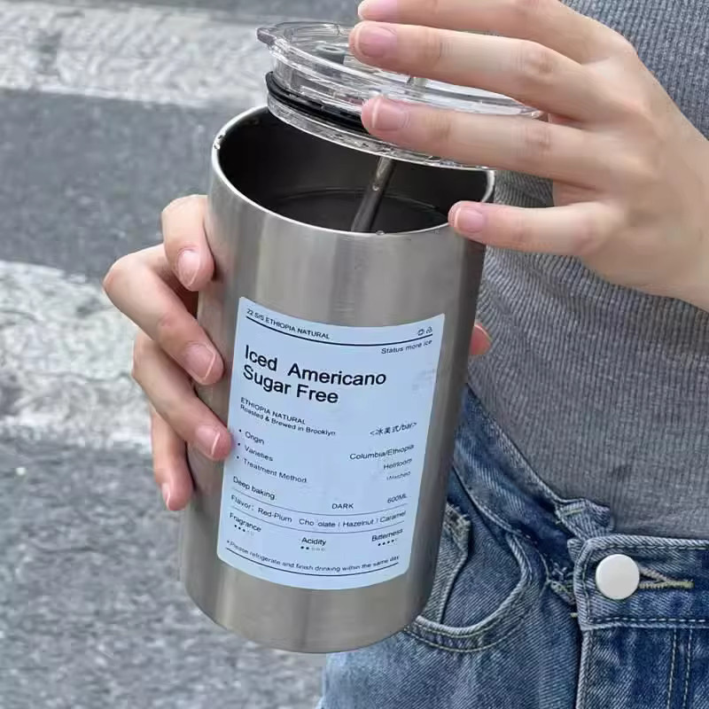 Untior Thermosbecher aus Edelstahl 304 in Silber, isolierte Wasserflasche und Kaffeebecher mit 320 ml Volumen - Bild 2