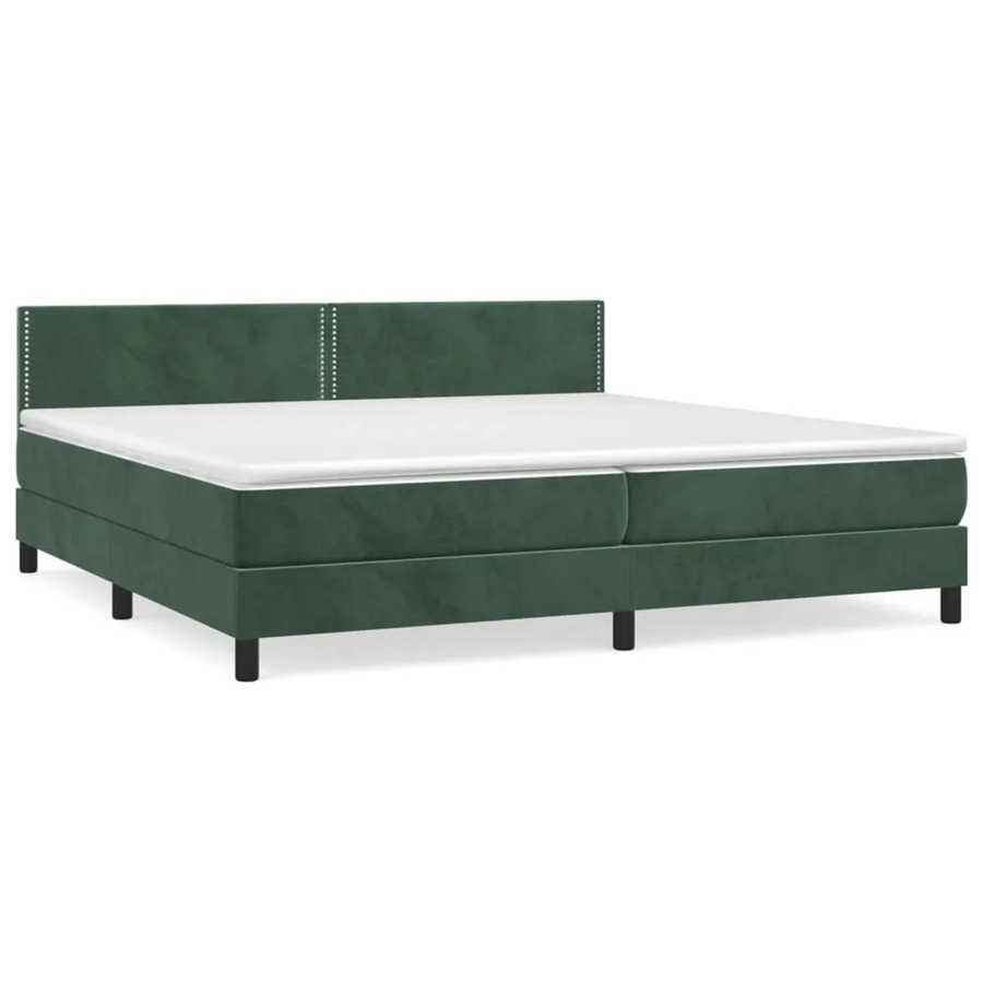 vidaXL Boxspringbett mit Matratze in Dunkelgrün aus Samt, Hybrid-Modell mit Taschenfederkern, B/T: 200 x 200 cm - Bild 2