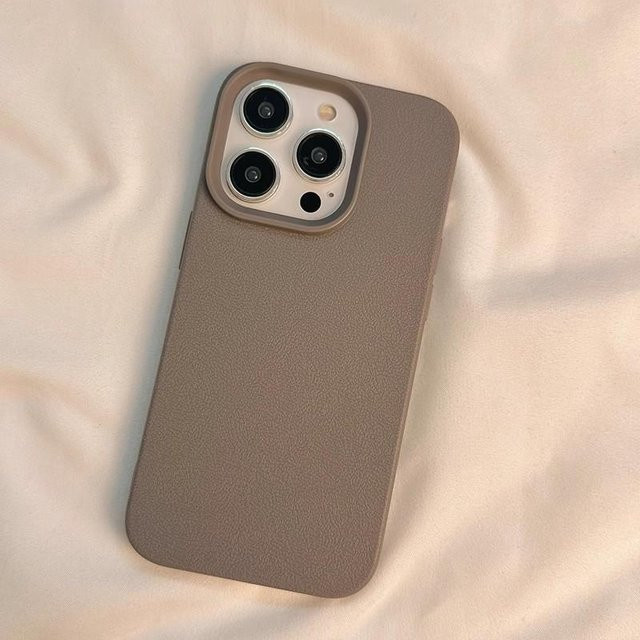 Stoßfeste Handyhülle mit Litschi-Muster für Apple iPhone 11 bis 17 Pro Max in Grau - Bild 1