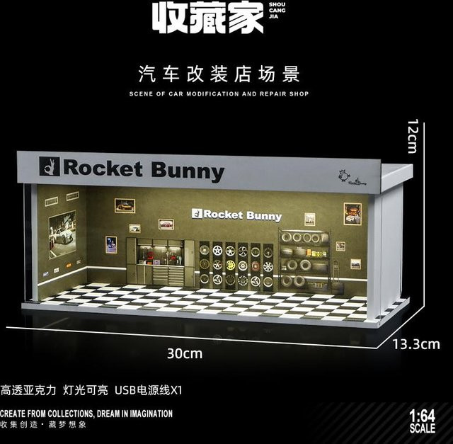 Linyi toy car Autowerkstatt Miniatur Szene, Modell Simulation, 1:64, mit Lichtern, ab 14 Jahren - Bild 1